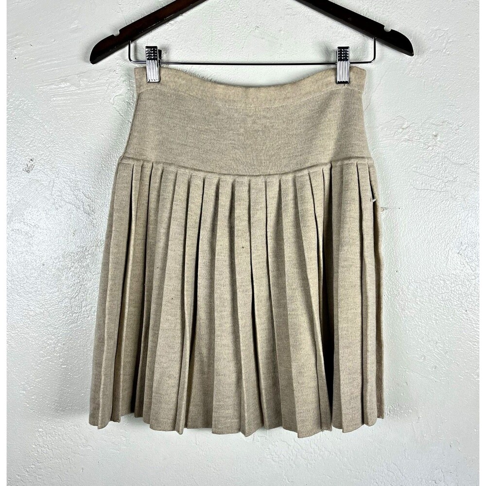 Adrienne Vittadini 100% pure Wool Knit Pleated Short Skirt Womens Size S  M11741